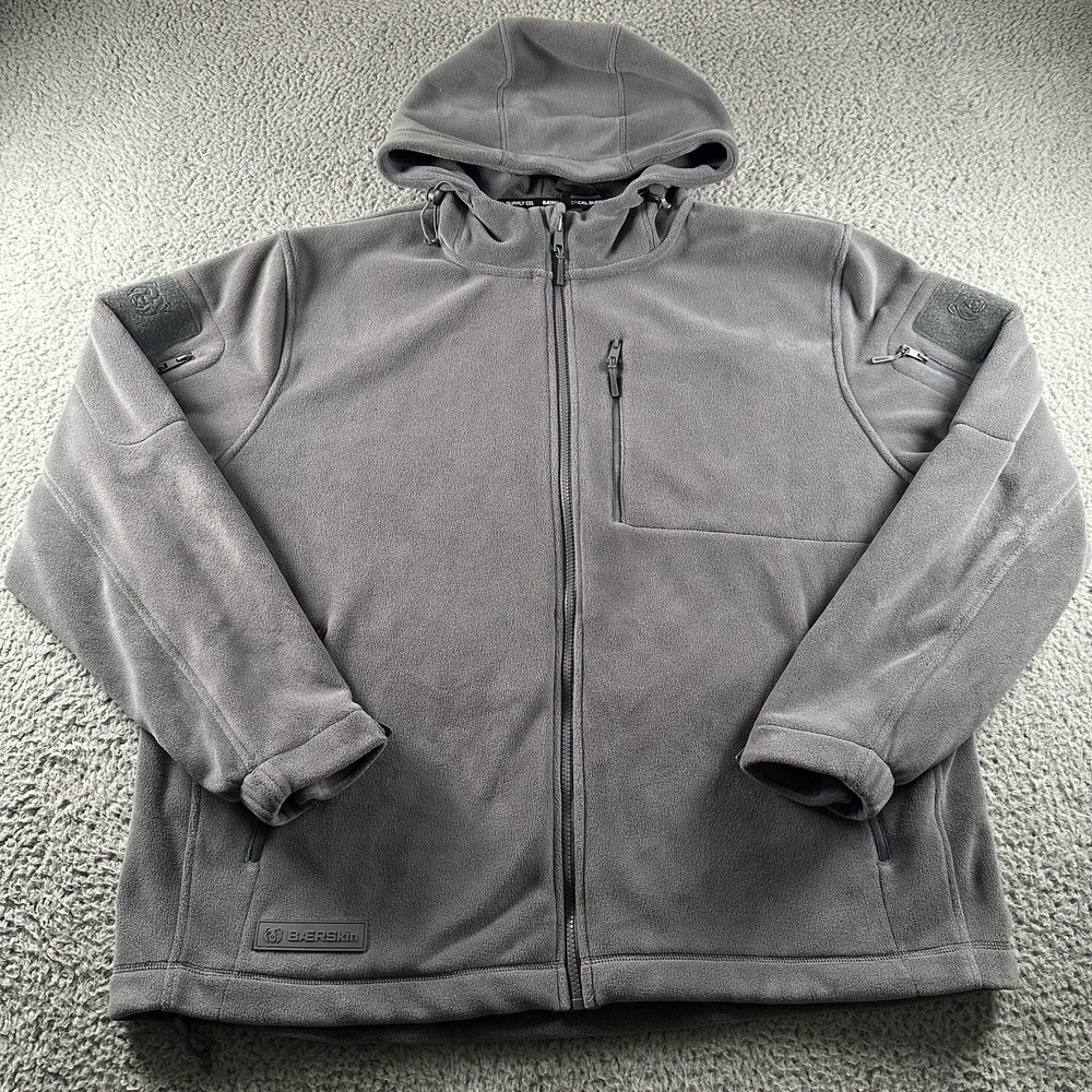 BAERSkin Jacket Mens 2XL Gray Fleece Hooded Tactical Full Zip BAER Skin 4 Gear